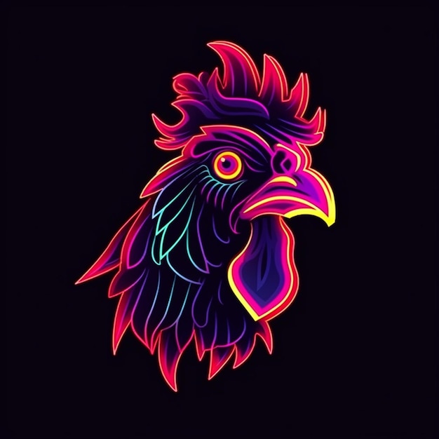 logo della testa di gallo al neon