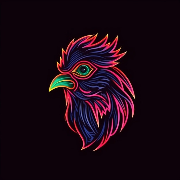 logo della testa di gallo al neon