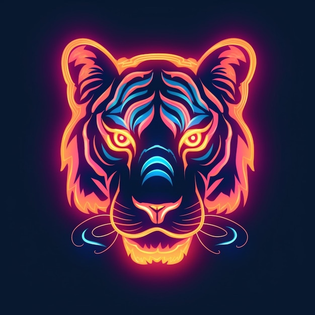 logo della testa di tigre in stile neon