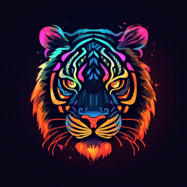 logo della testa di tigre in stile neon