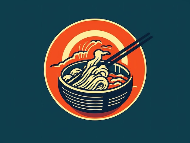 Logo delle tagliatelle cinesi Illustrazione della cultura alimentare cinese