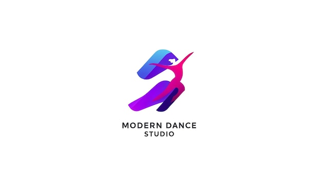 Logo dello studio di danza moderna Silhouette di ballerina dinamica