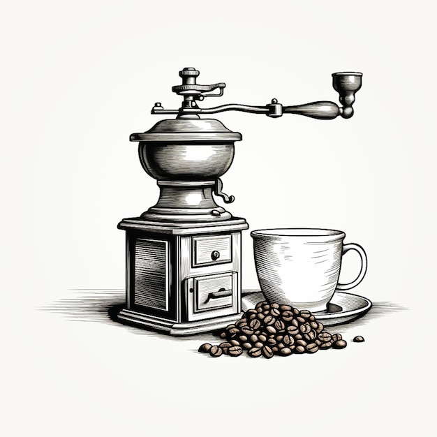 logo di disegno a matita per macinatore di caffè