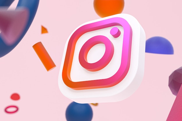 Logo di Instagram su sfondo di geometria astratta