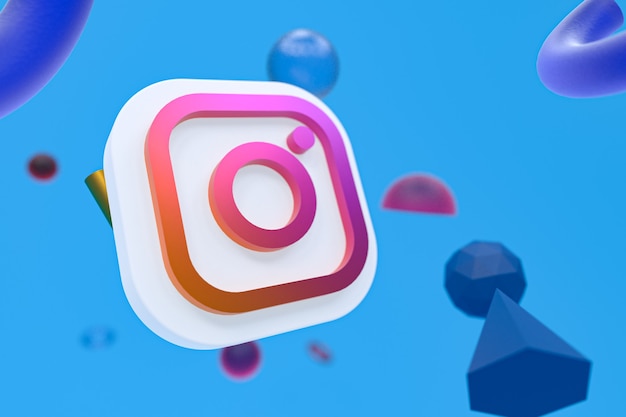 Logo di Instagram su sfondo di geometria astratta