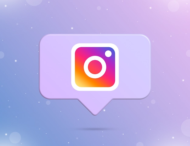 Logo di Instagram sull'icona di notifica 3d