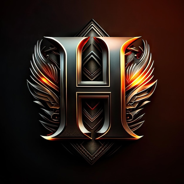 Logo di lusso con la lettera H in oro