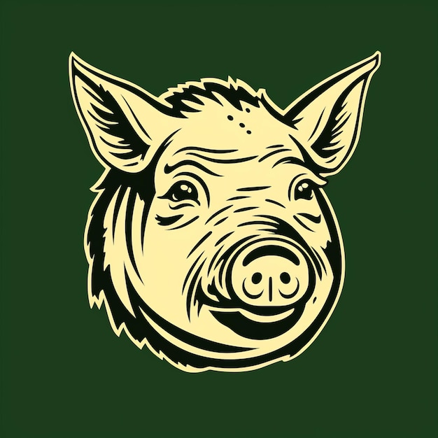 Logo di maiale vivace con stile di illustrazione dell'età dell'oro