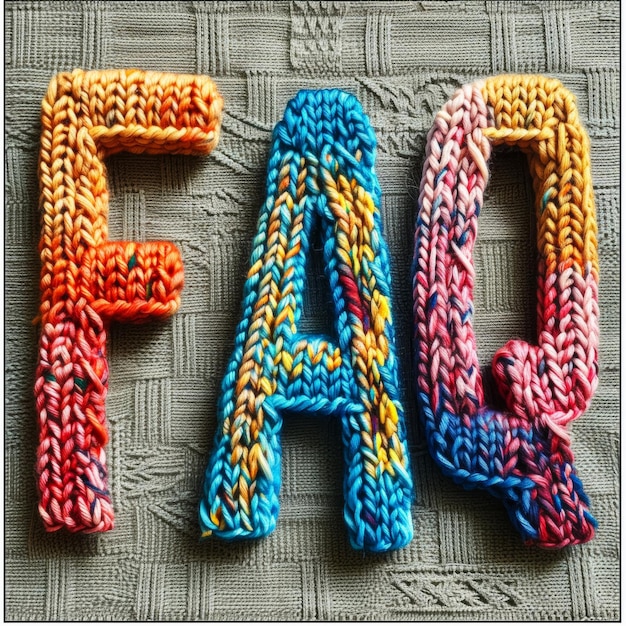 logo di tre lettere FAQ in stile a maglia