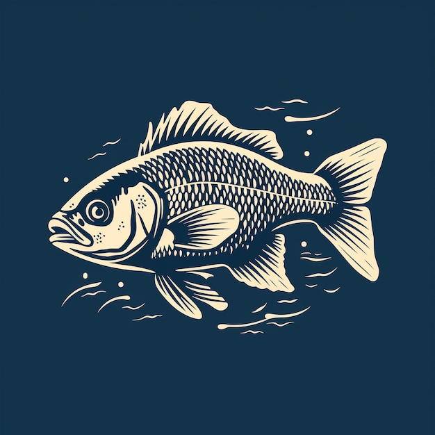 Logo di un ristorante di pesce o di un negozio di pesce, concetto di annunci di menu di piatti mediterranei e salutari a base di pesce