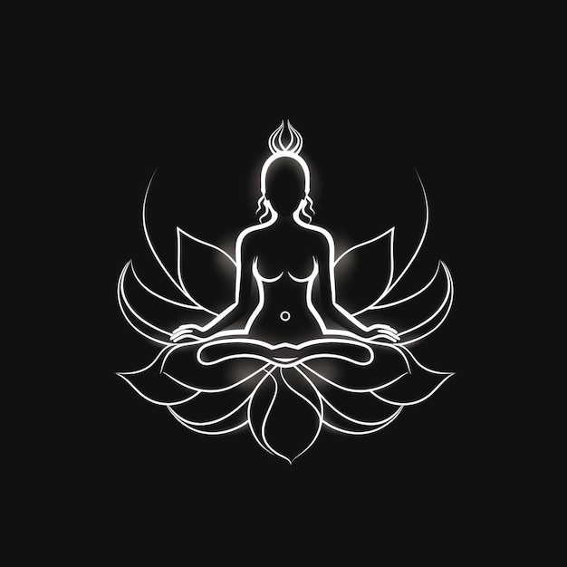 Logo di Yoga Fiore di loto logo con sagoma umana Ai Generato