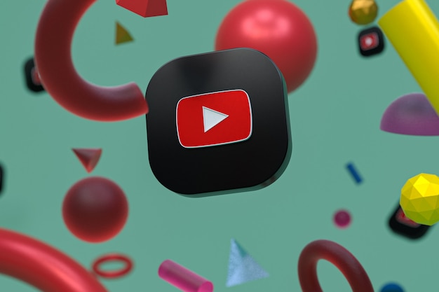 Logo di Youtube su sfondo di geometria astratta