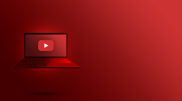 Foto logo di youtube sullo schermo del laptop