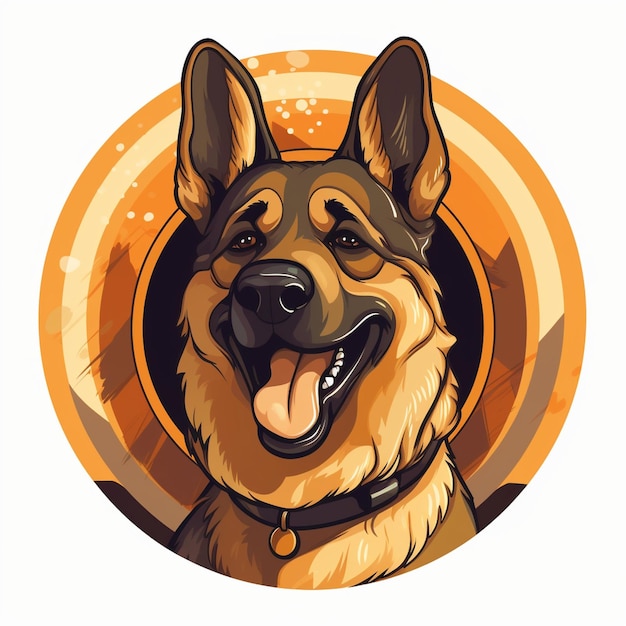 Logo emblema adesivo felice cane pastore tedesco per un club di cani da pastore