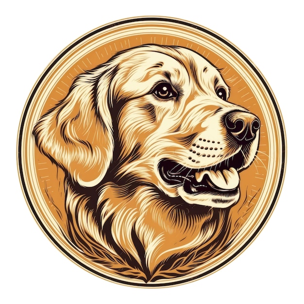 Logo Golden Retriever Cane Su Sfondo Tansparent Isolato Png AI Generativo