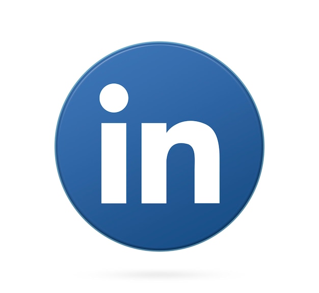 Logo Linkedin sull'icona del pulsante rotondo con sfondo vuoto 3d