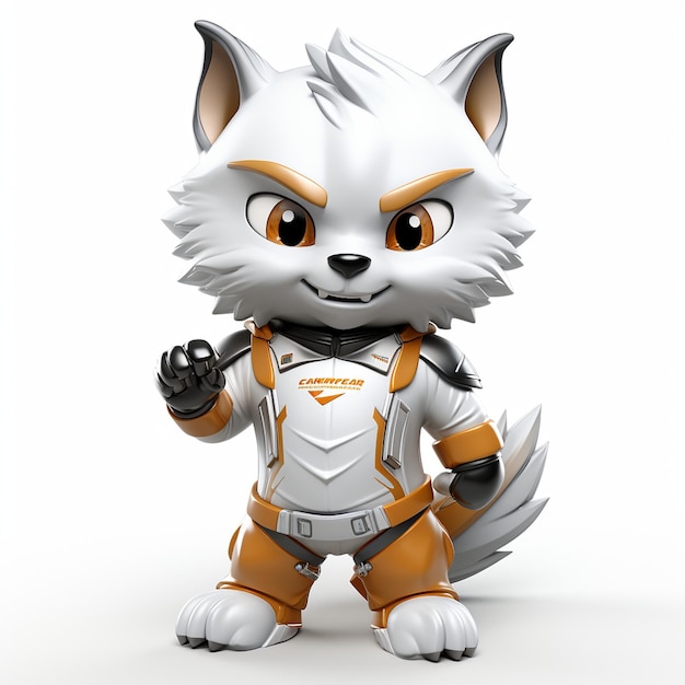 Logo mascotte 3d con sfondo bianco