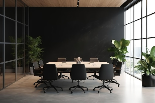 logo mockup office black wall meeting room per il tuo mockup di design