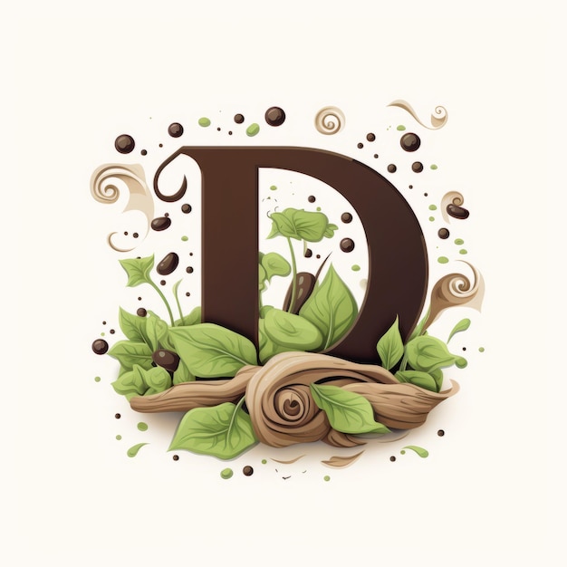 Logo organico e vibrante con la foglia verde D