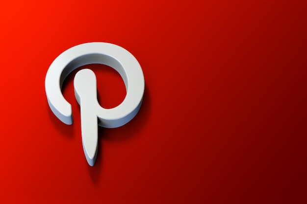 Logo Pinterest 3D minimalista con uno spazio vuoto