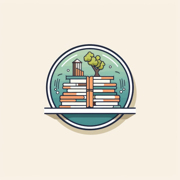 Logo semplice del design piatto della libreria IA generativa