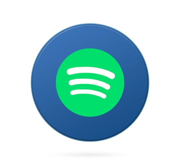 Logo Spotify sull'icona del pulsante rotondo con sfondo vuoto 3d