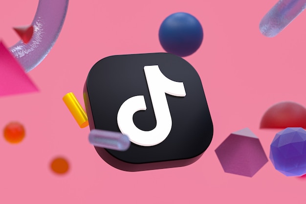 Logo Tiktok su sfondo di geometria astratta