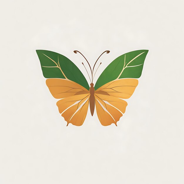 logo vettoriale piatto di una semplice farfalla fatta di foglie