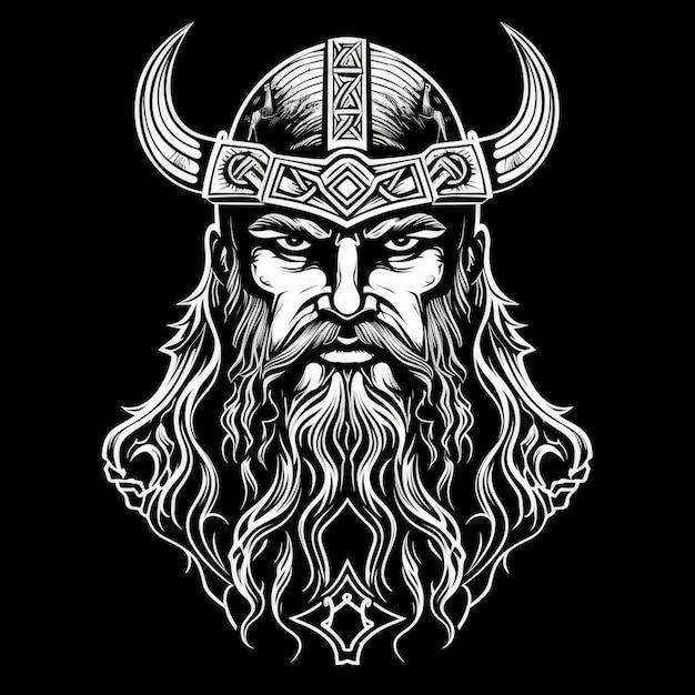 Logo Viking in bianco e nero generato da AI Immagine