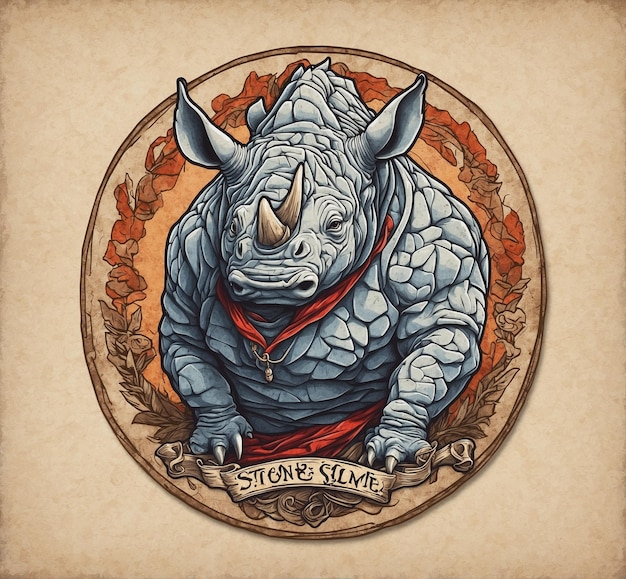 Logo vintage della mascotte del rinoceronte