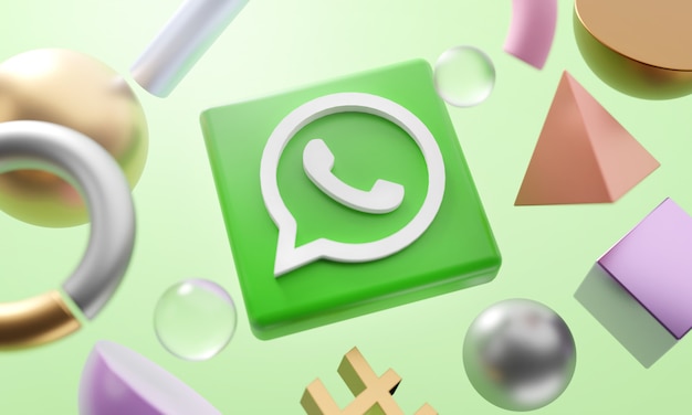 Logo Whatsapp intorno a 3D che rende forma astratta