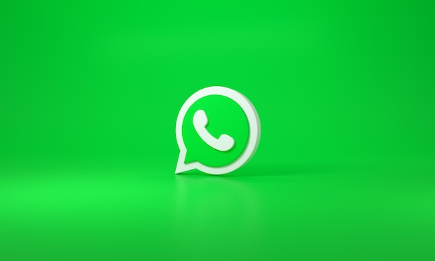 Logo Whatsapp su sfondo verde. Rappresentazione 3D.