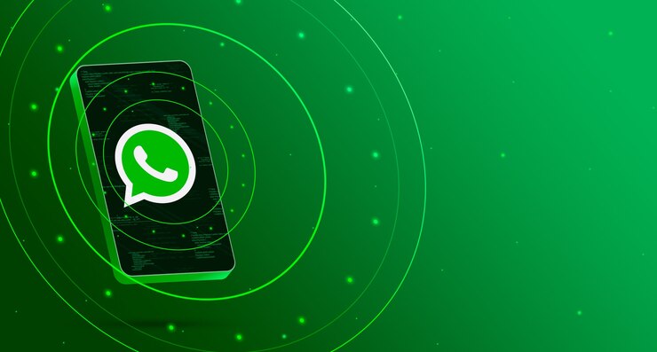 Foto logo whatsapp sul telefono con display tecnologico, rendering 3d intelligente