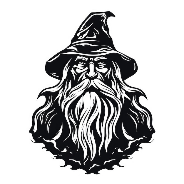 Logo Wizard in bianco e nero generato da AI Immagine