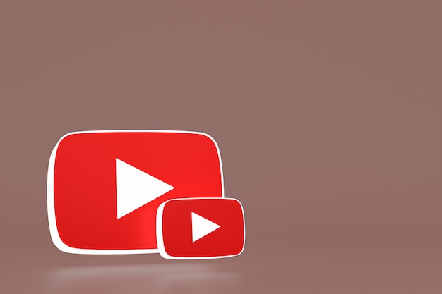 Logo Youtube e lettore video 3D design o interfaccia lettore multimediale video