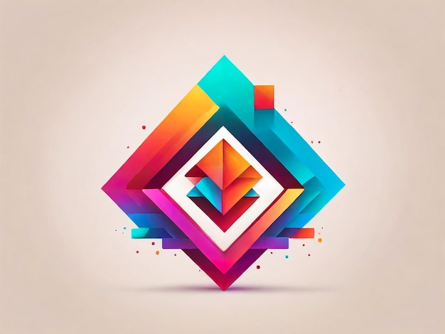 Logotipo geometrico colorato luminoso in gradiente