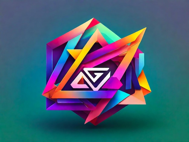 Logotipo geometrico colorato luminoso in gradiente