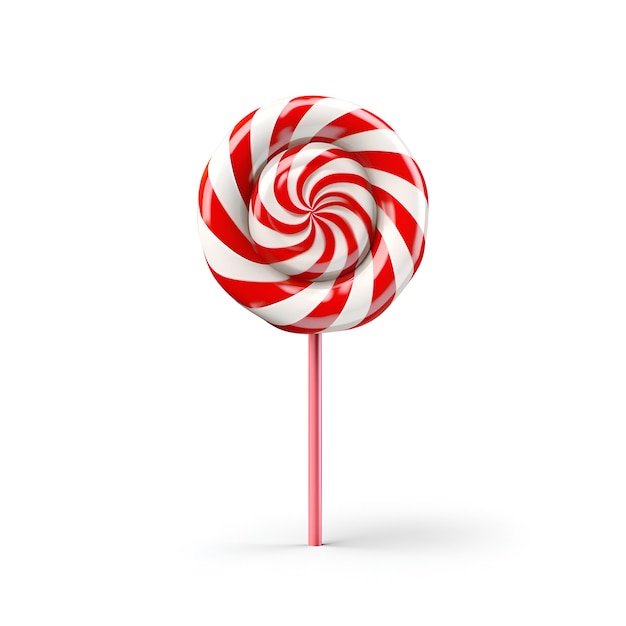 Lollipop di Natale isolato su sfondo bianco icona di caramelle di Capodanno con strisce rosse e bianche a spirale e vortici caramelle rotonde di menta dura e caramelle da Natale e Capodanno regalo dolce