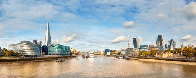 Londra, South Bank Of The Thames in una giornata luminosa, immagine panoramica