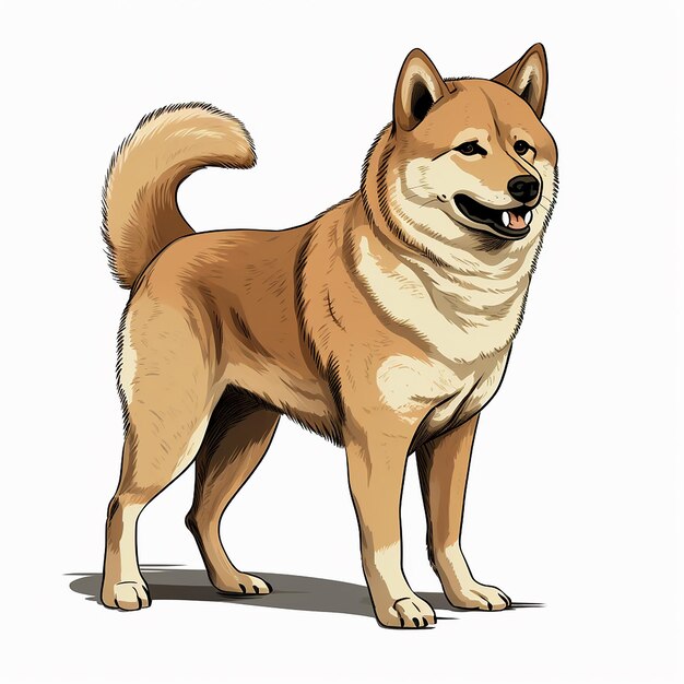 Long Fluffy Shiba Inu in piedi