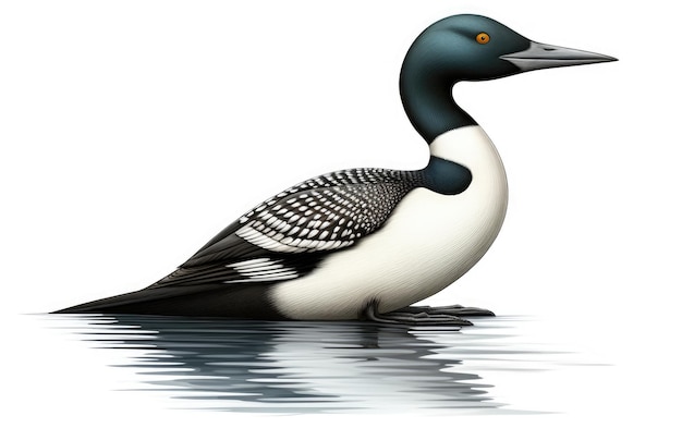 Loon comune 3D su sfondo bianco