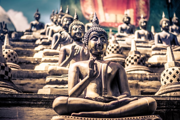 Lord Buddha statue al tempio di Gangarama a Colombo Sri Lanka