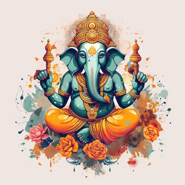 Lord Ganpati sullo sfondo di Ganesh Chaturthi Generative Ai