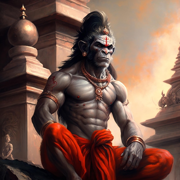 Lord hanuman potente body builder Ai ha generato l'arte