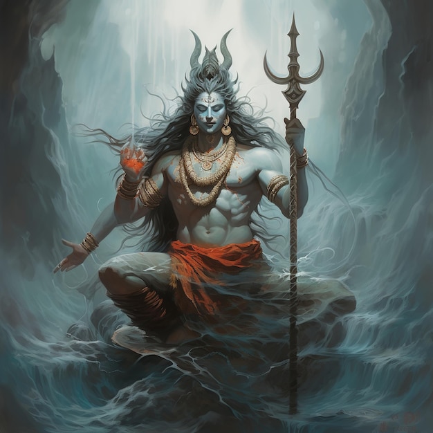 Lord mahadev God Shiv poster design per carta da parati Generative Ai