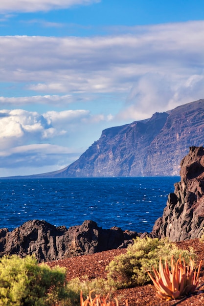 Los gigantos a tenerife con nuvole e cielo blu senza persone e stesse piante nella parte anteriore