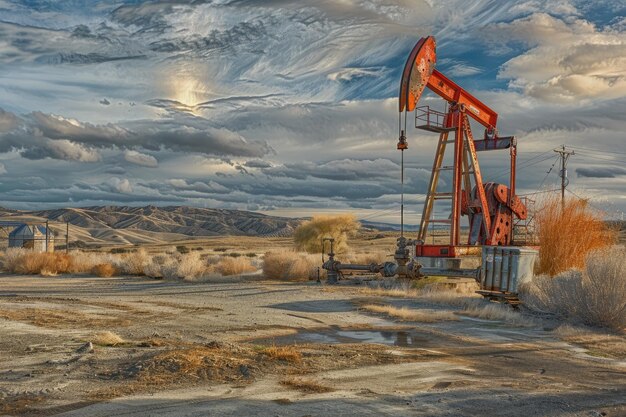 Lost Hills CA USA 8 dicembre 2021 Un pompaio opera in un giacimento petrolifero a Lost Hills CA