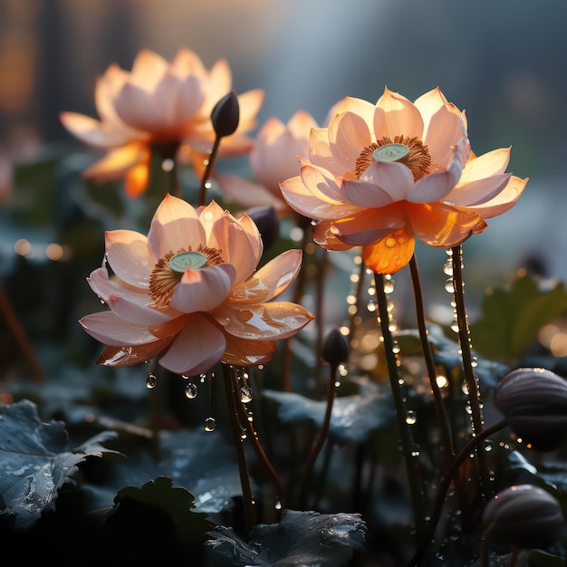 Loto che riposa nell'atmosfera tranquilla dello stagno del giardino