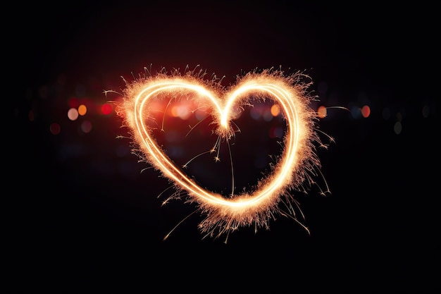Love Heart Drawn in Lights Foto Un cuore d'amore luminoso disegnato in una scia di luce