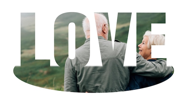 Love png word sticker bordi bianchi tipografia sfondo trasparente